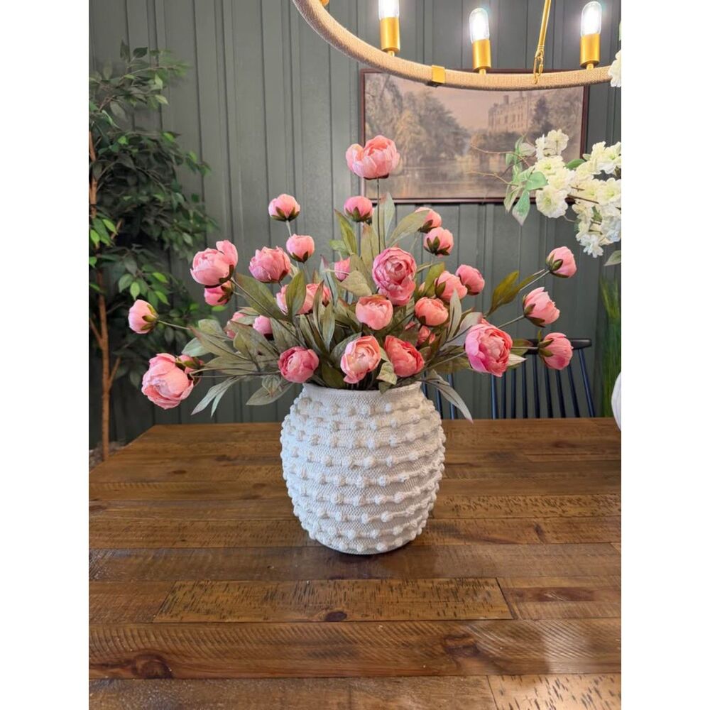 Rare VIRAL Large Anthro Inspired Bobble Vase w/ Viral Coral Ashland Peonies- NEW